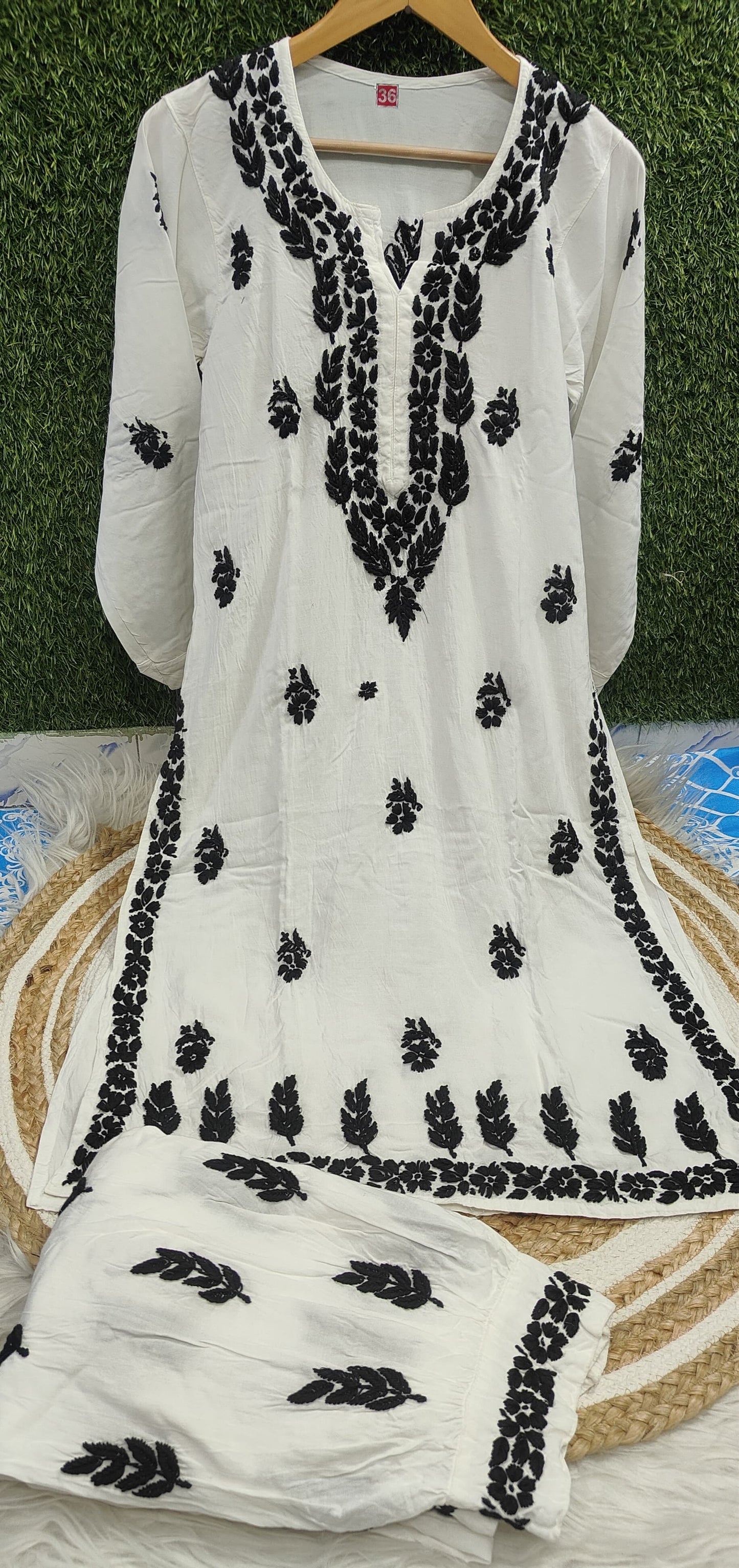 B/W Chikankari Co-ord Set