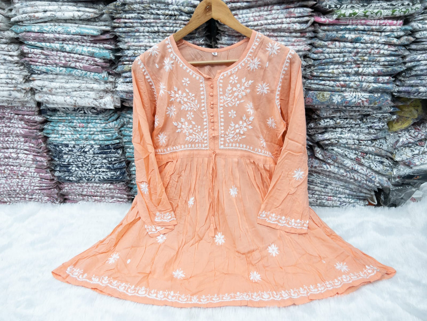 Modal Chikankari Short Kurti