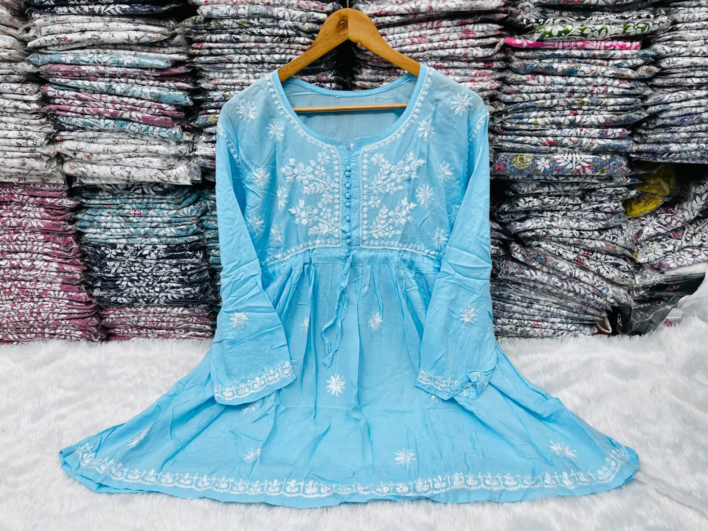 Modal Chikankari Short Kurti