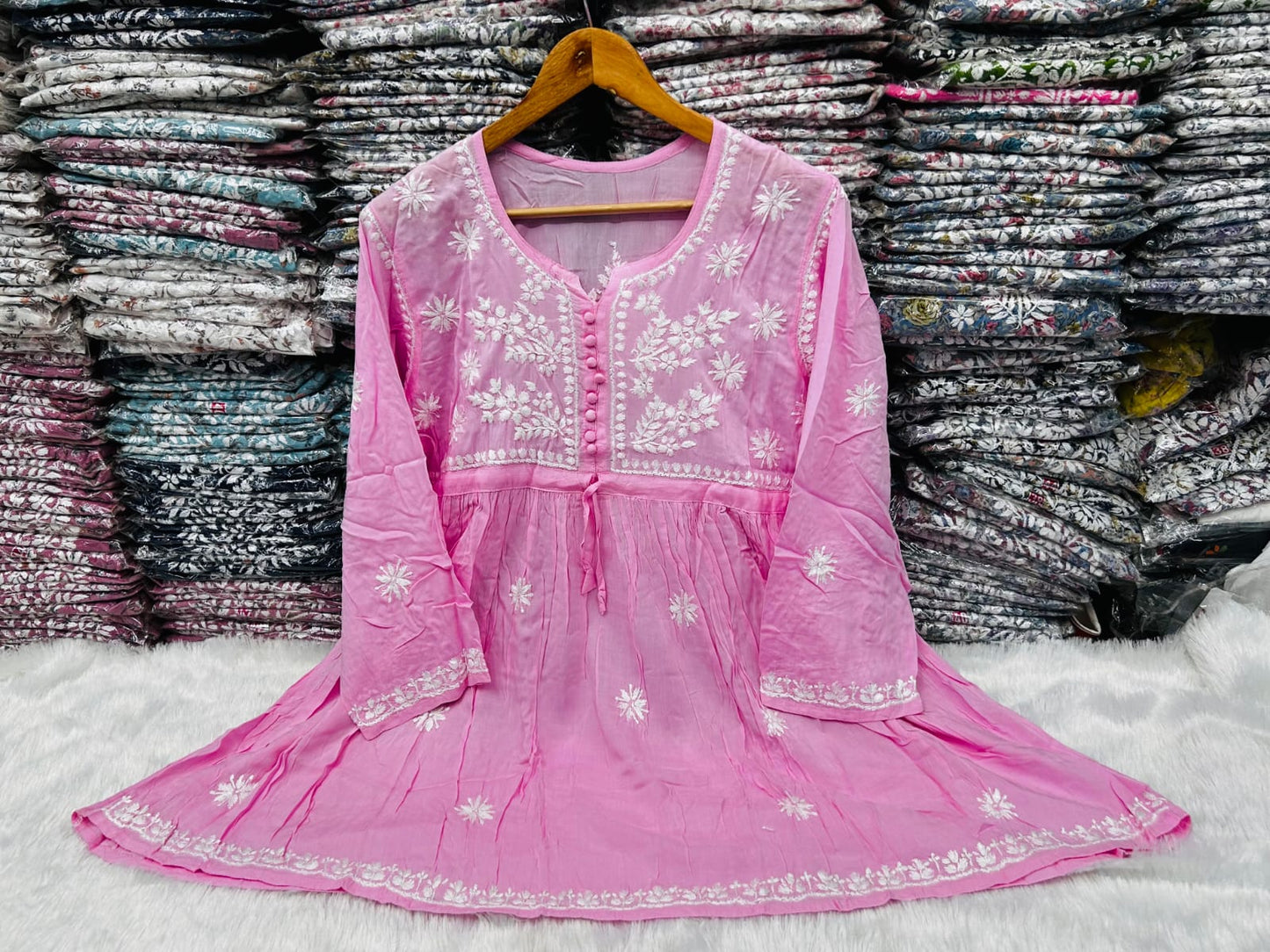 Modal Chikankari Short Kurti