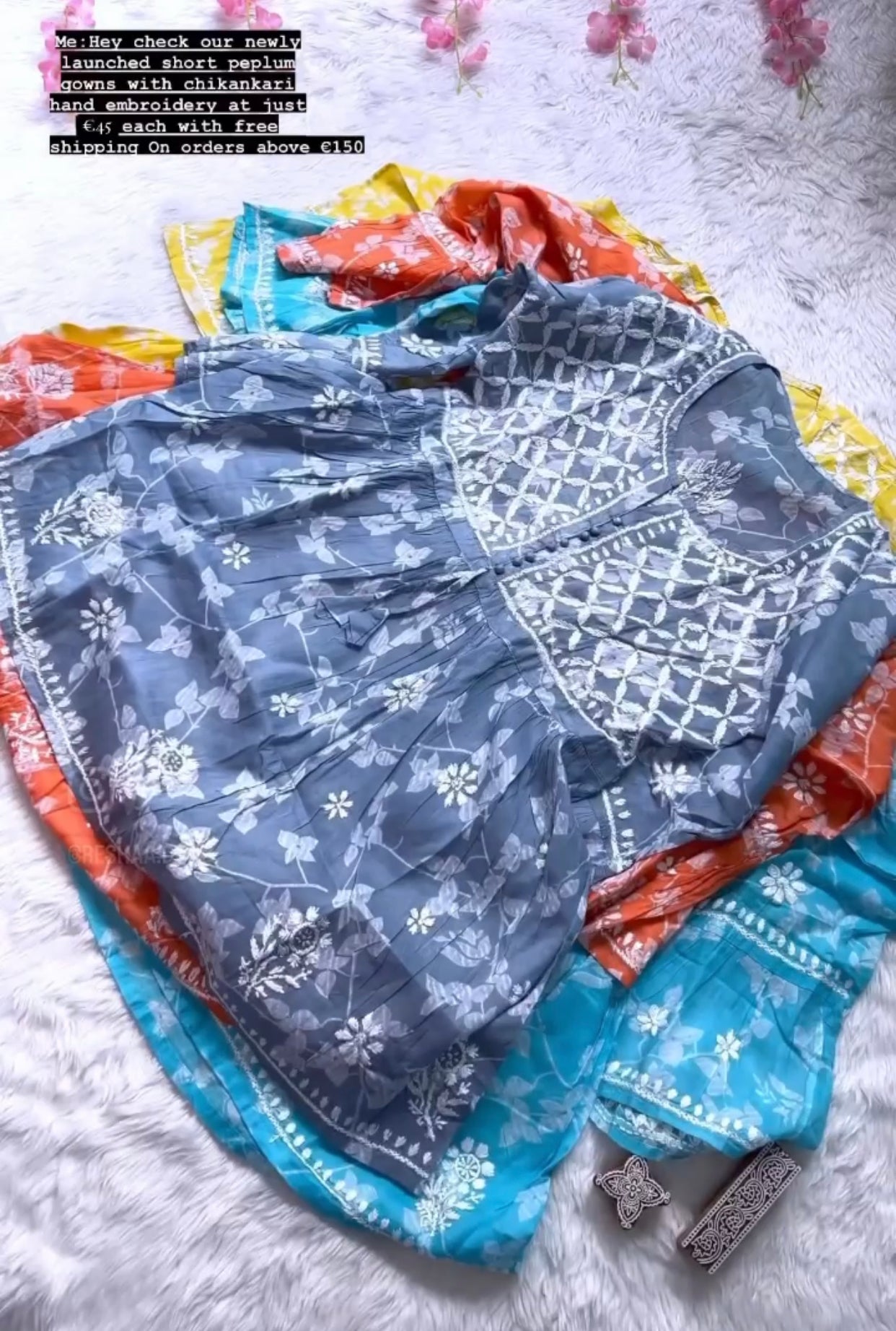 Short Chikankari MulMul Kurta