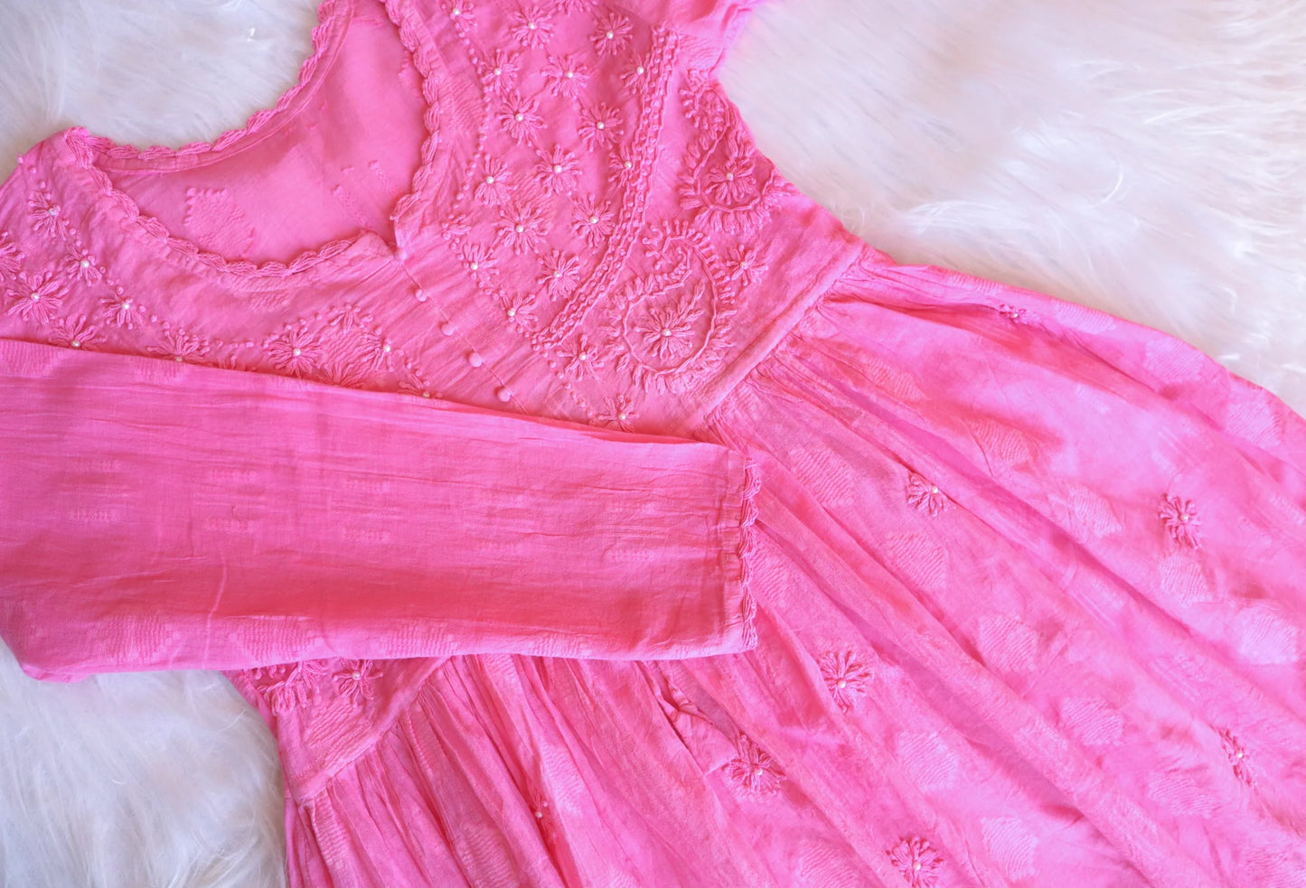 Pink Short Chikankari Top