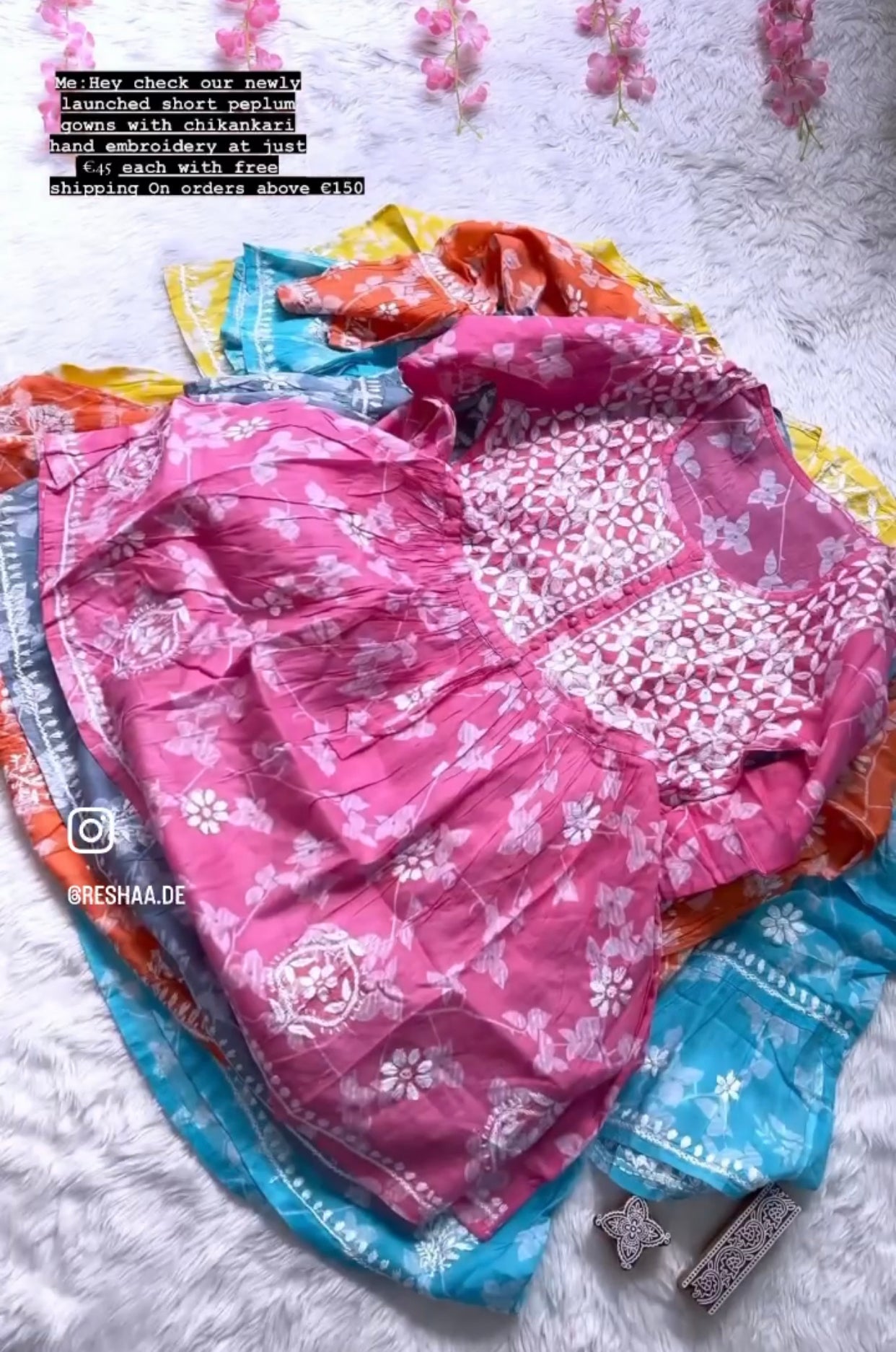 Short Chikankari MulMul Kurta