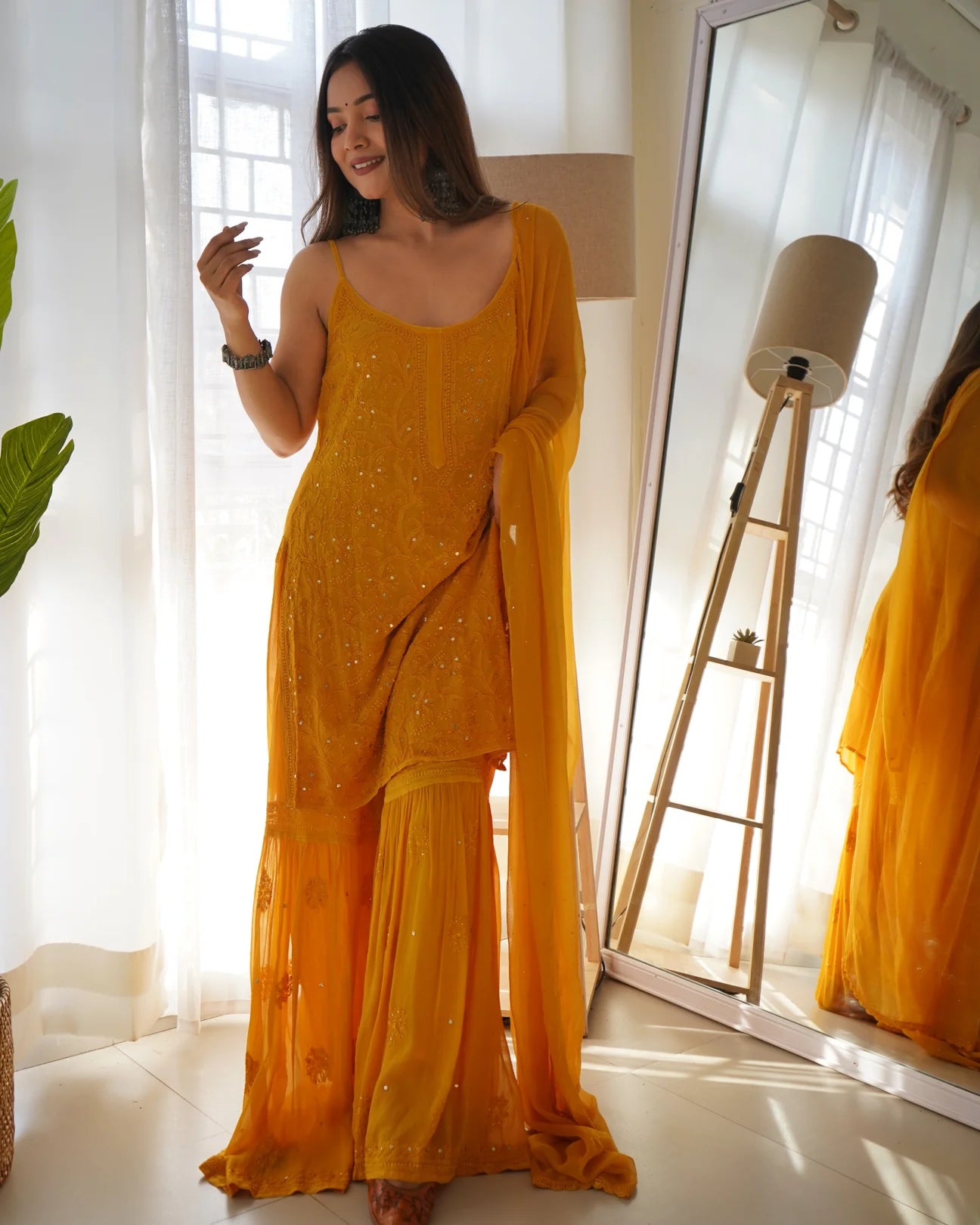 Haldi Chikankari Mukaish Suit