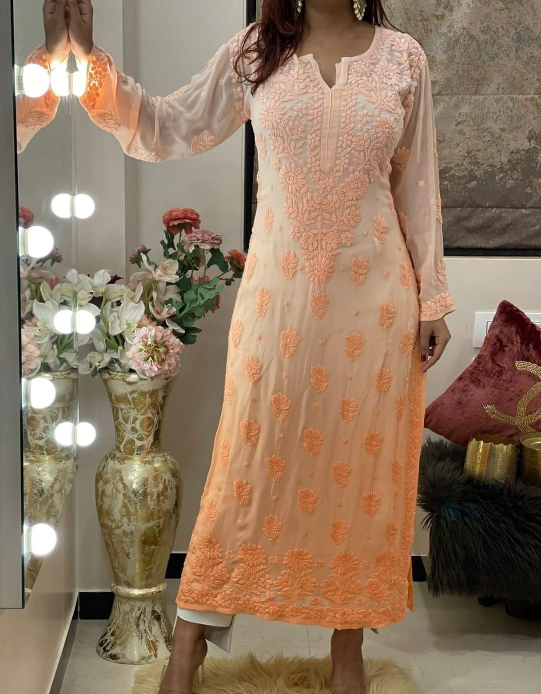 Resha Ombre Chikankari Kurta