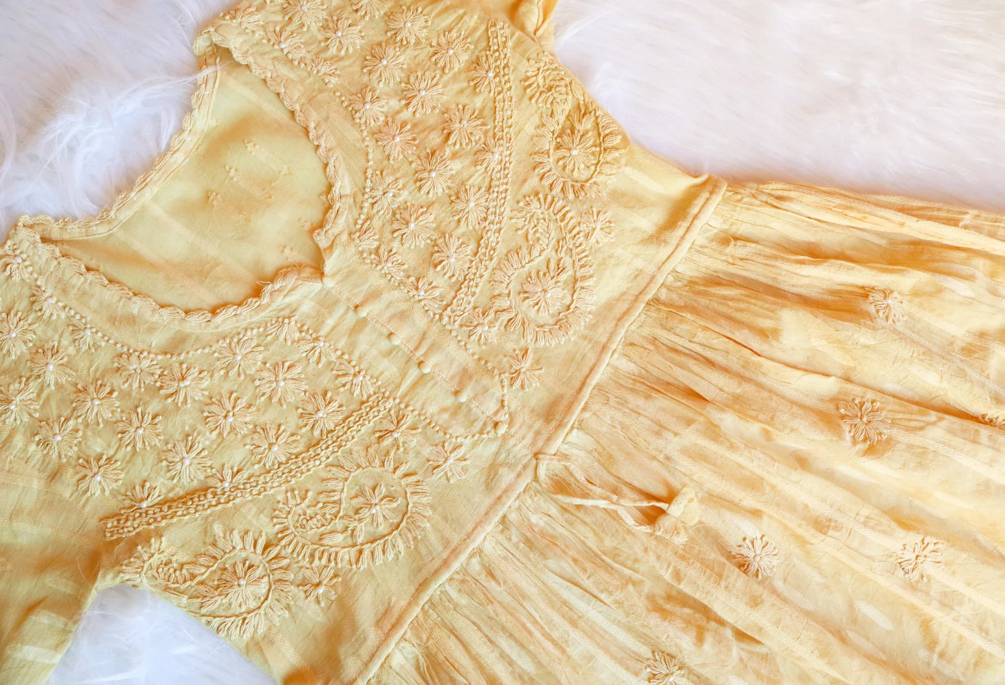 Yellow Chikankari Short Top