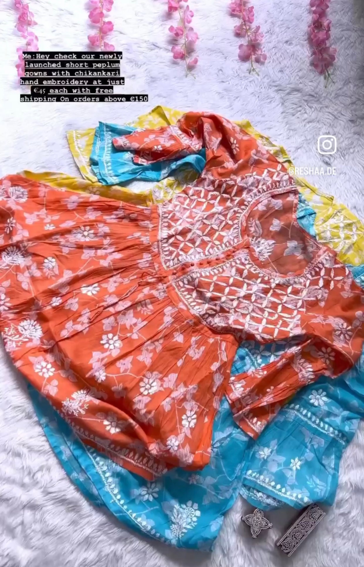 Short Chikankari MulMul Kurta
