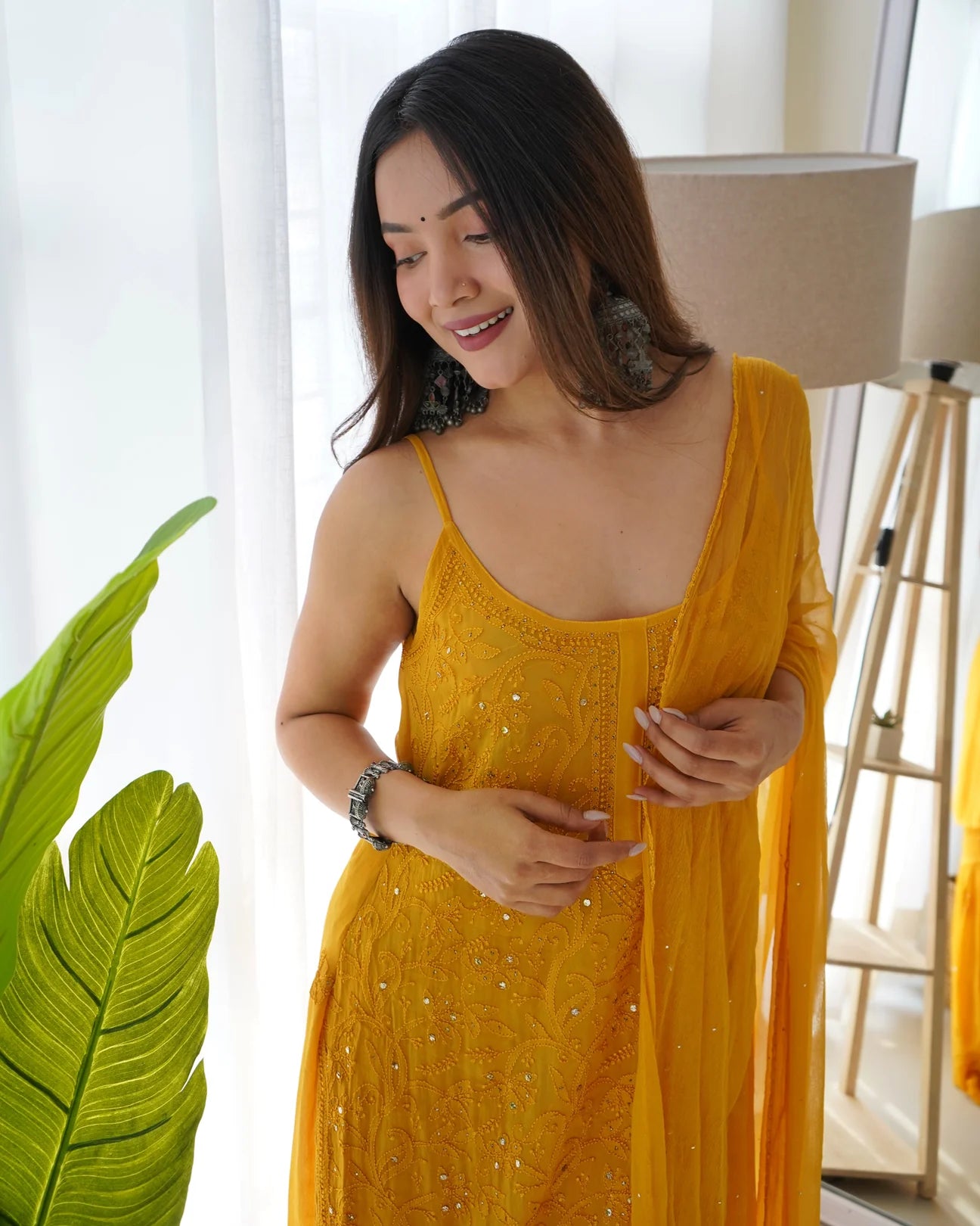 Haldi Chikankari Mukaish Suit