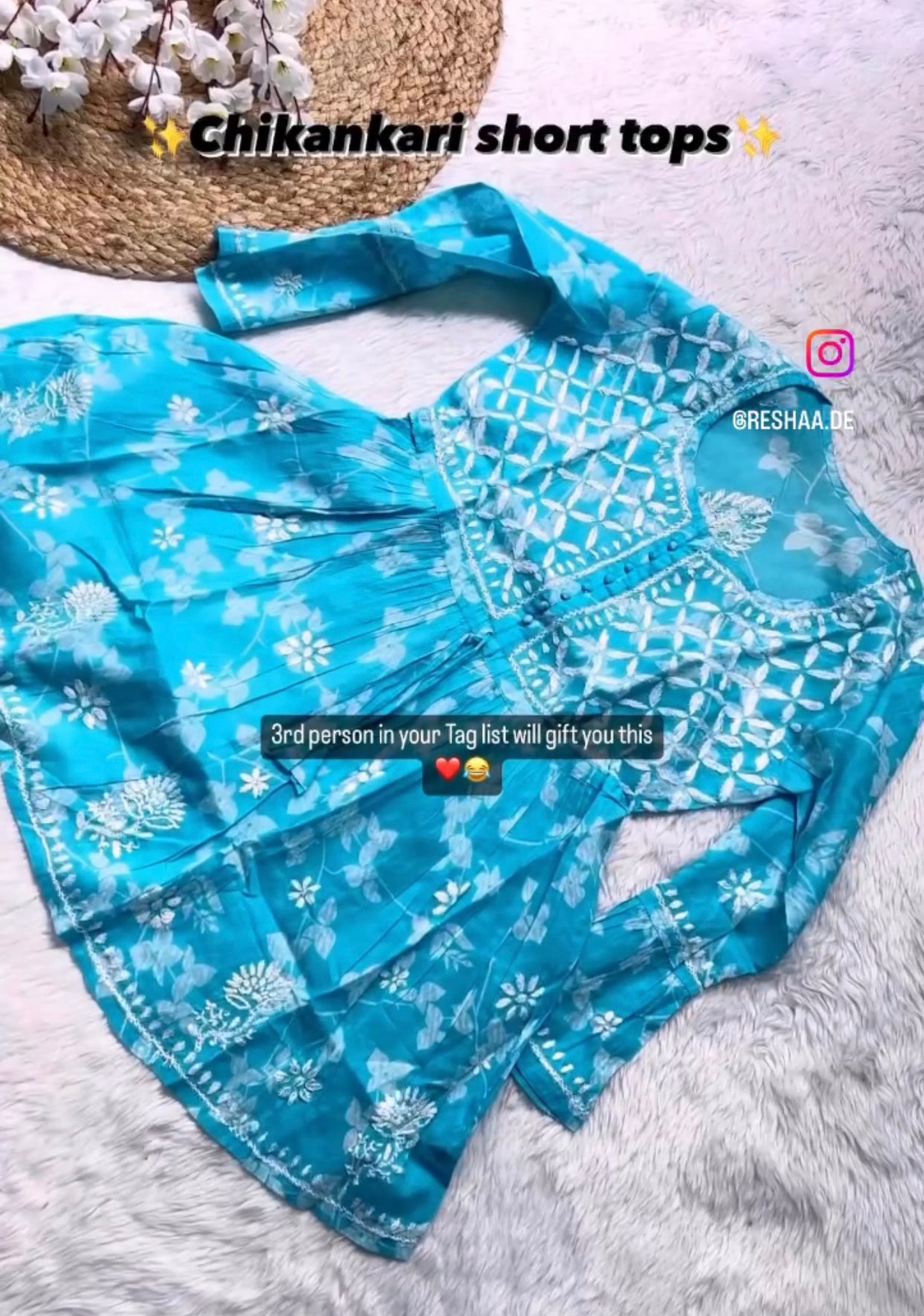 Short Chikankari MulMul Kurta