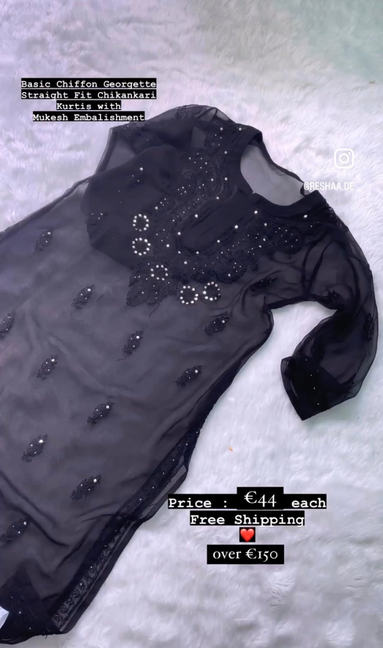 Chikankari Kurta with Mukaish work