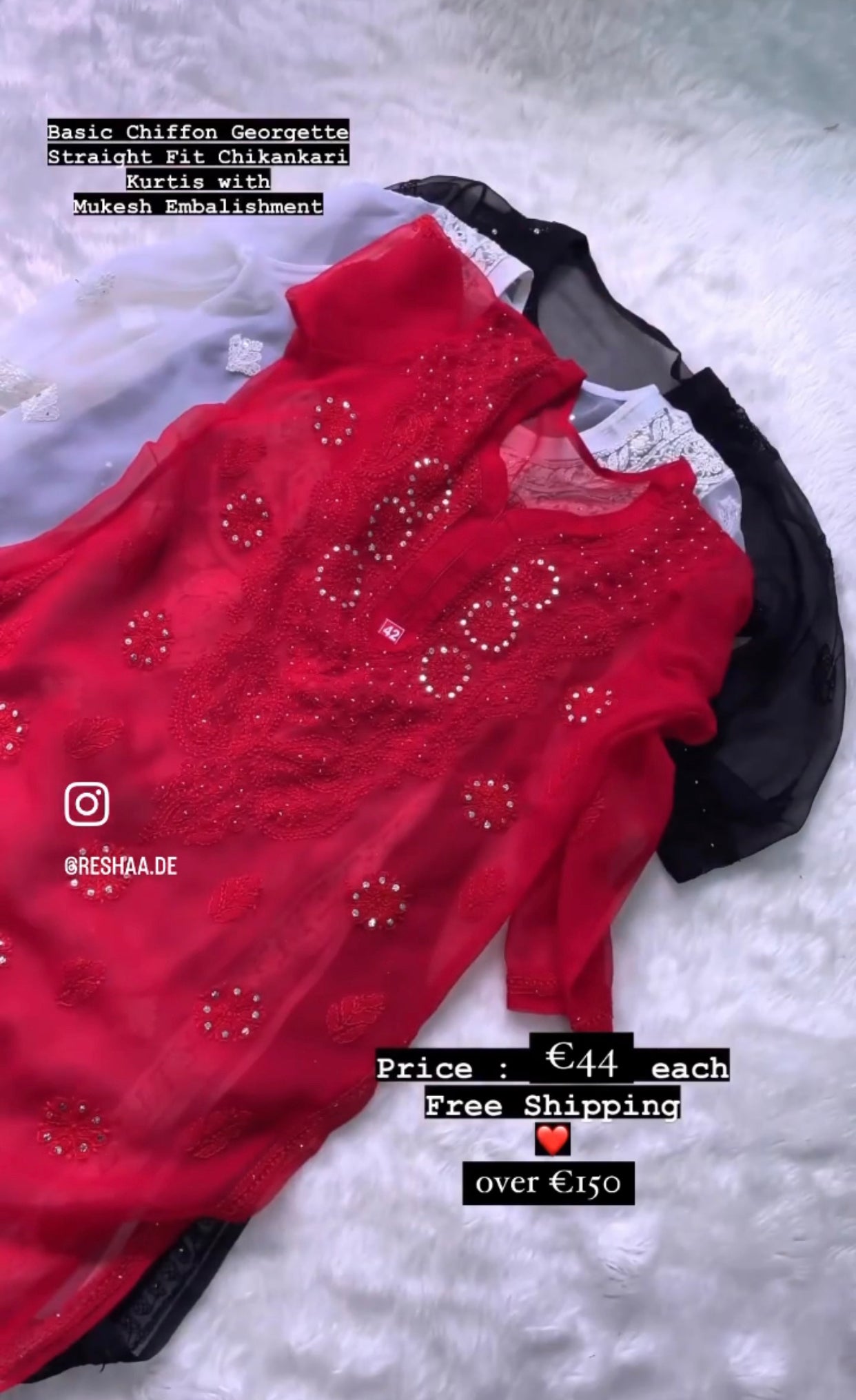 Chikankari Kurta with Mukaish work