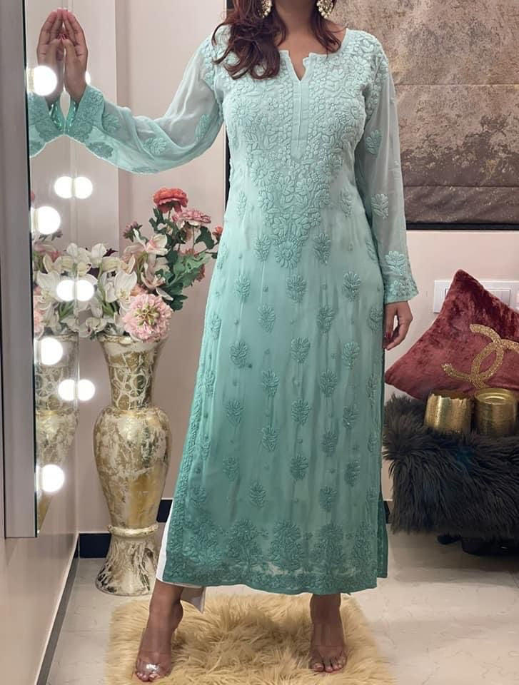 Resha Ombre Chikankari Kurta