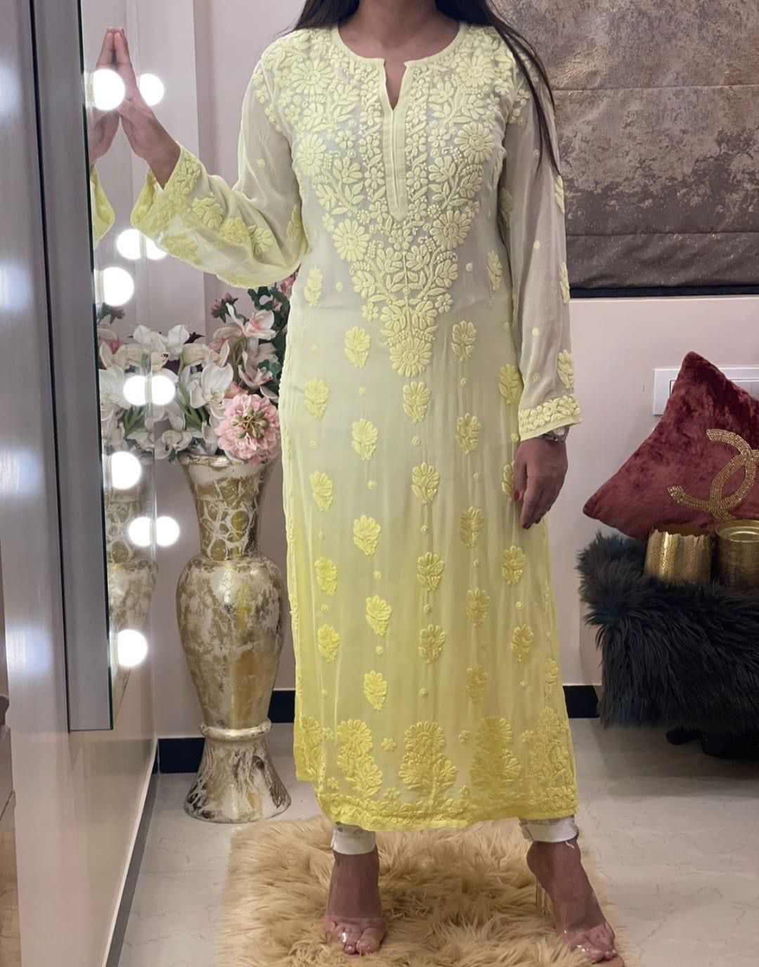 Resha Ombre Chikankari Kurta