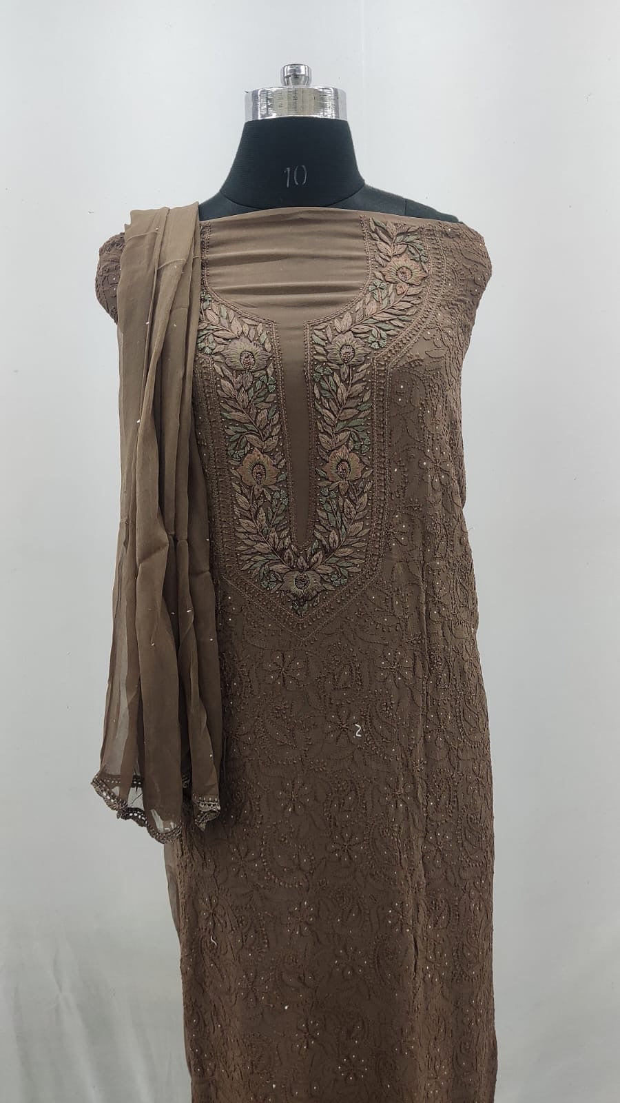 Unstitched Chikankari Kurta with Dupatta