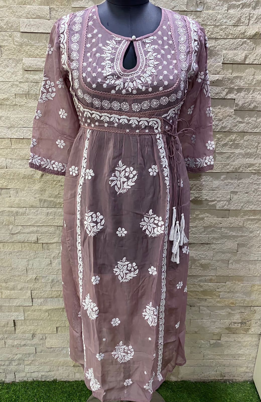 Zara Organza Chikankari Gown