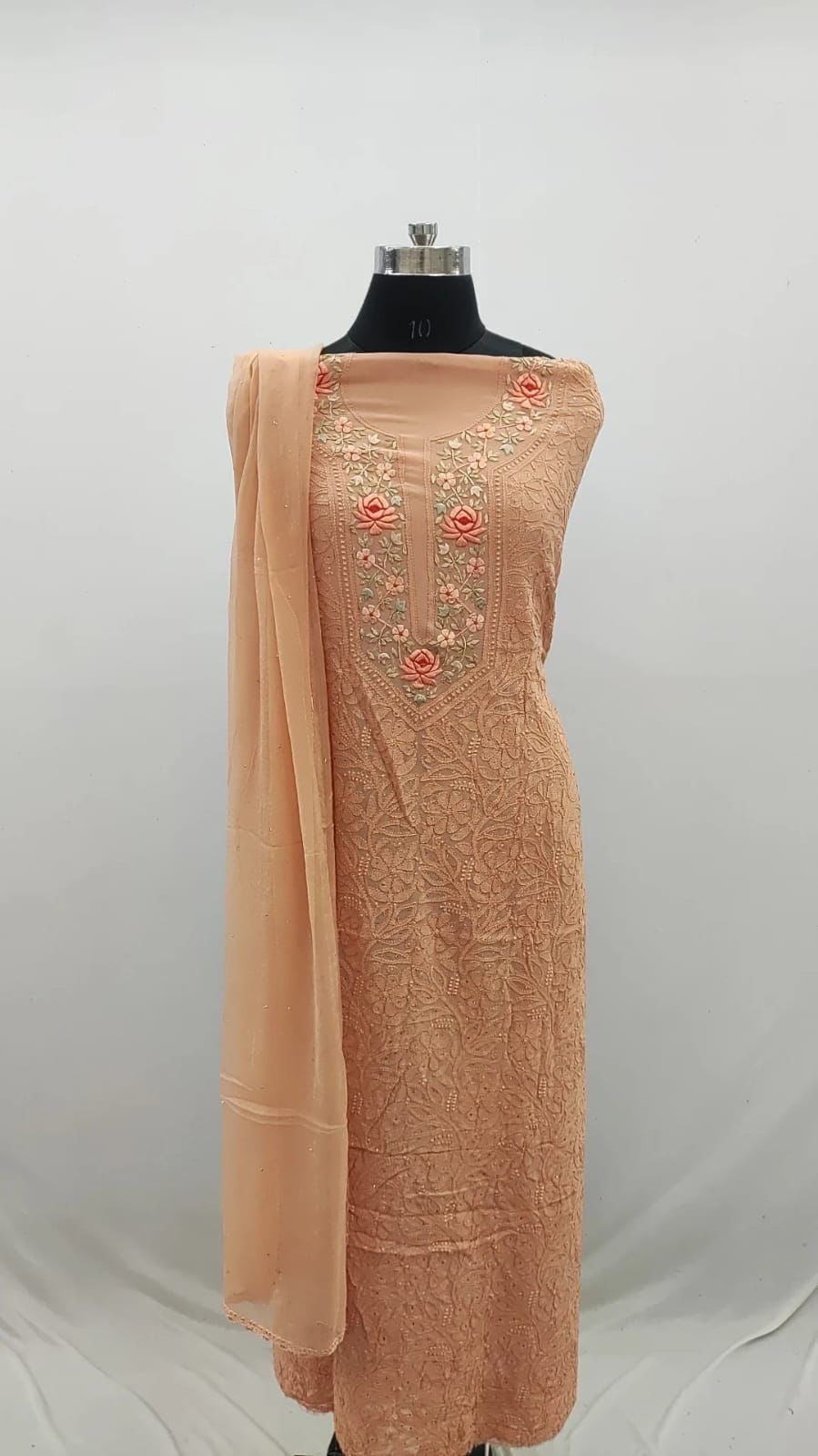 Unstitched Chikankari Kurta with Dupatta