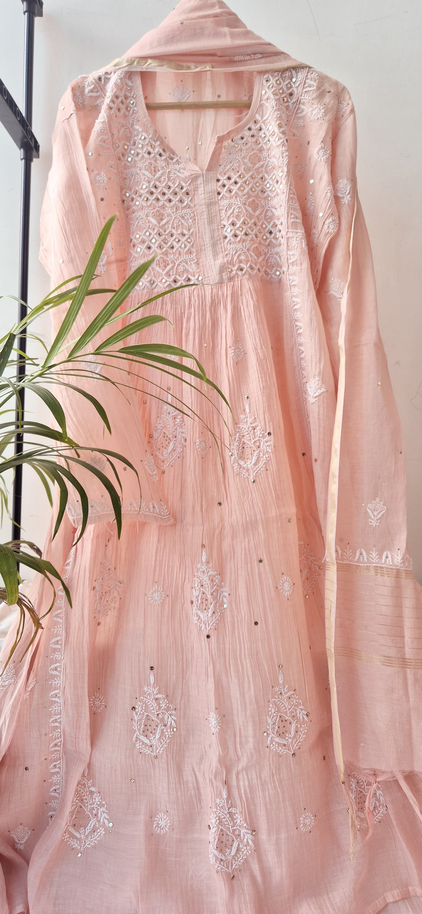 Noor Chikankari Mukaish Gown Set
