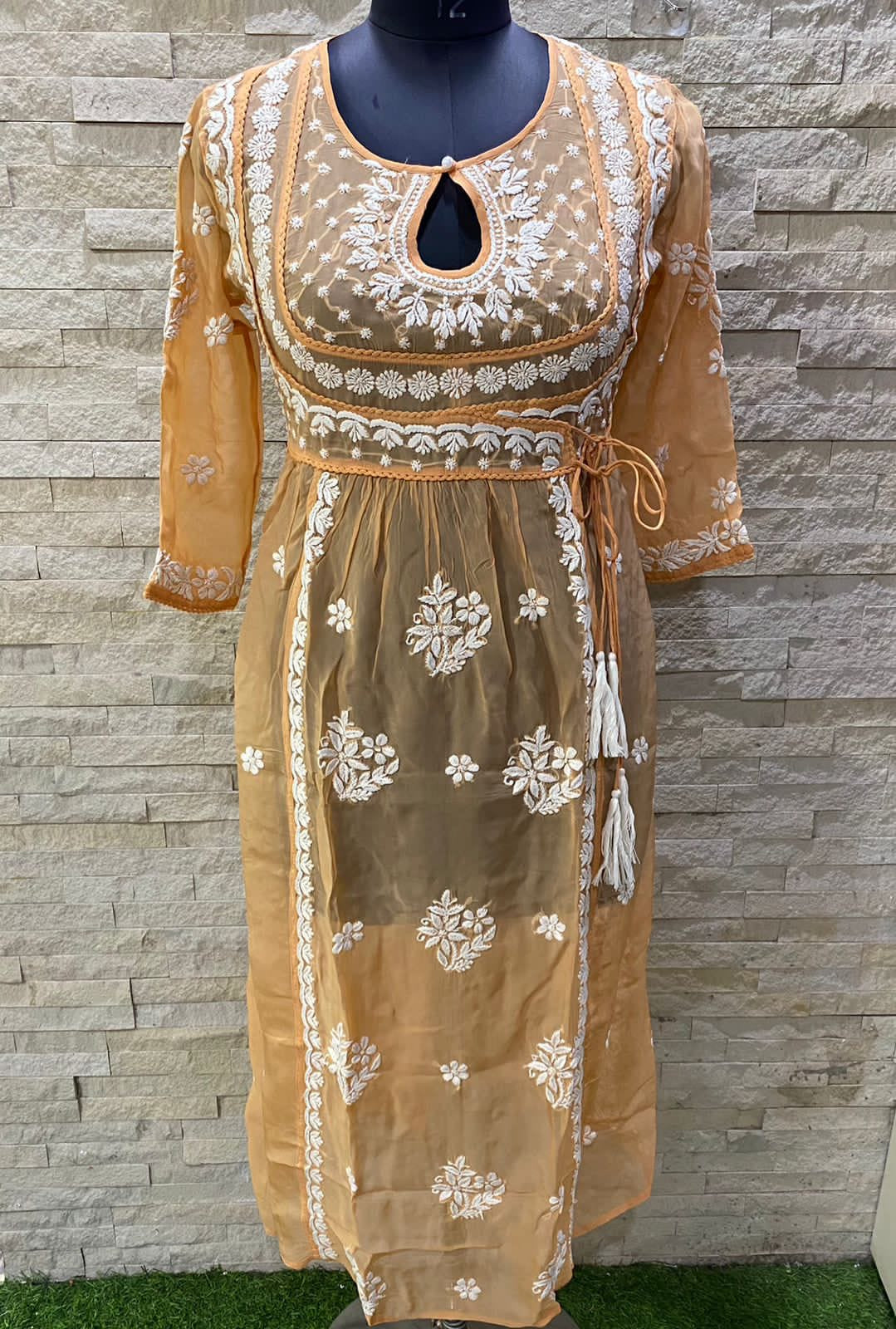 Zara Organza Chikankari Gown