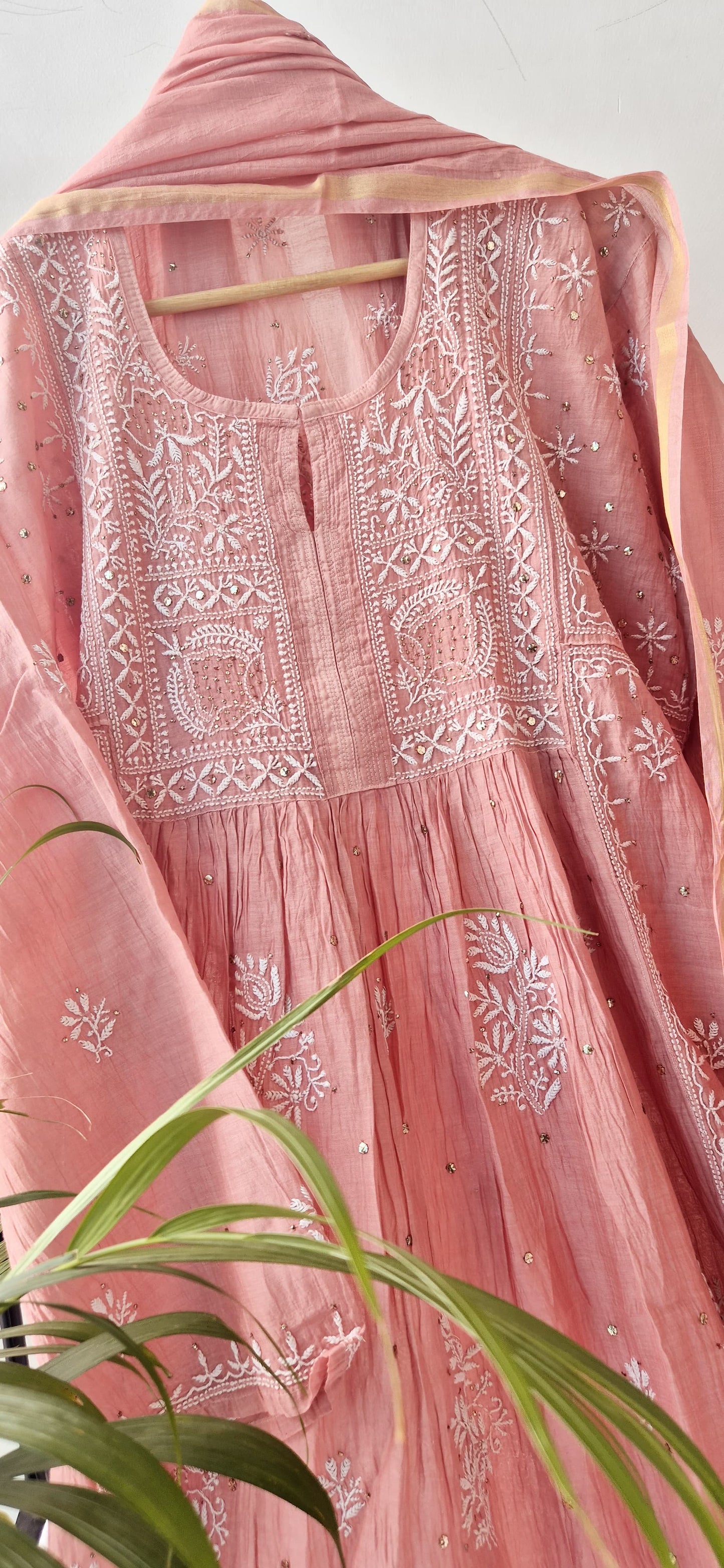 Noor Chikankari Mukaish Gown Set
