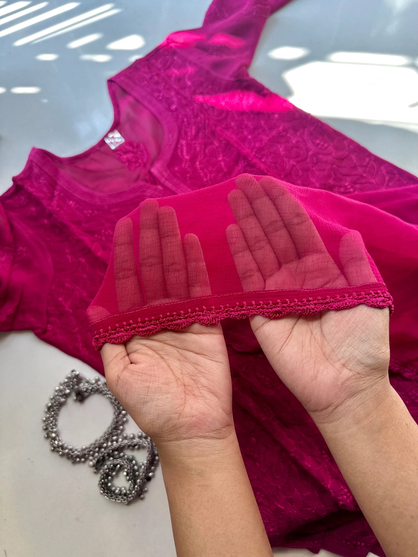 Rose Jaal Work Chikankari Kurta/ Coord/ Full Suit