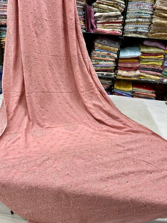 Mukaish Work Chikankari Saree