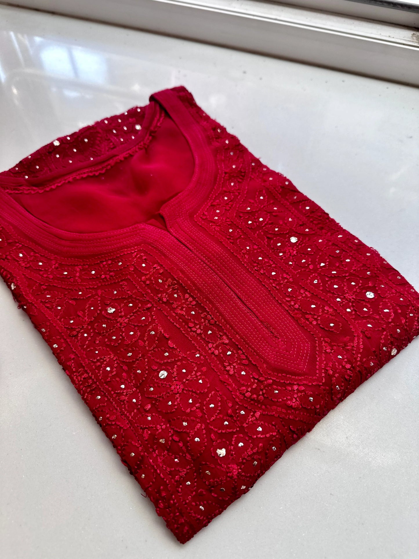 Maroon Resham Jaal Mukaish Kurta/ Coord/ Full Suit