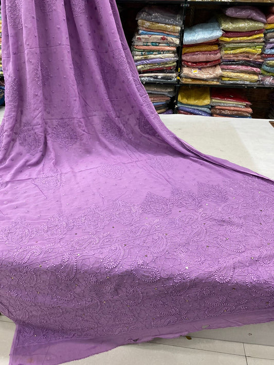 Mukaish Work Chikankari Saree