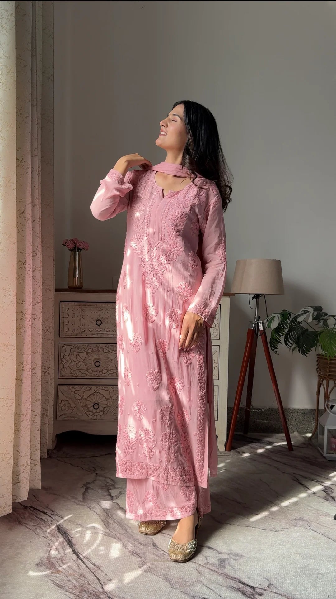 Pastel Pink Viscose Georgette Suit