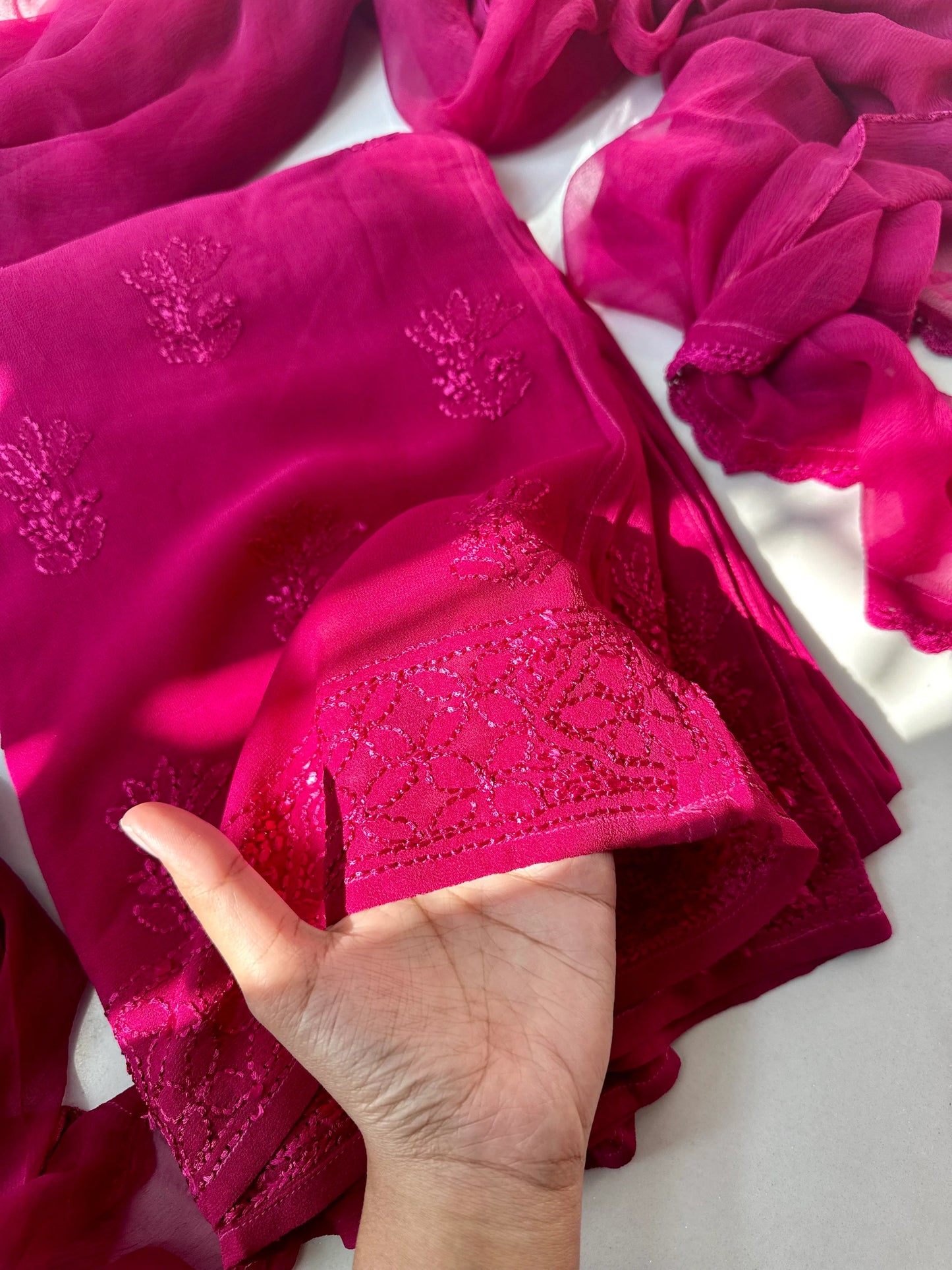 Rose Jaal Work Chikankari Kurta/ Coord/ Full Suit