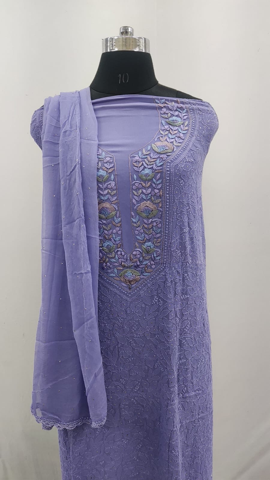 Unstitched Chikankari Kurta with Dupatta