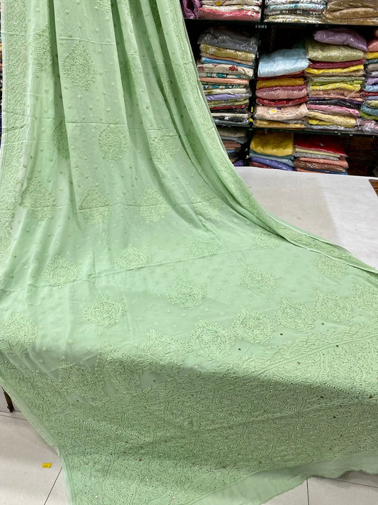Mukaish Work Chikankari Saree