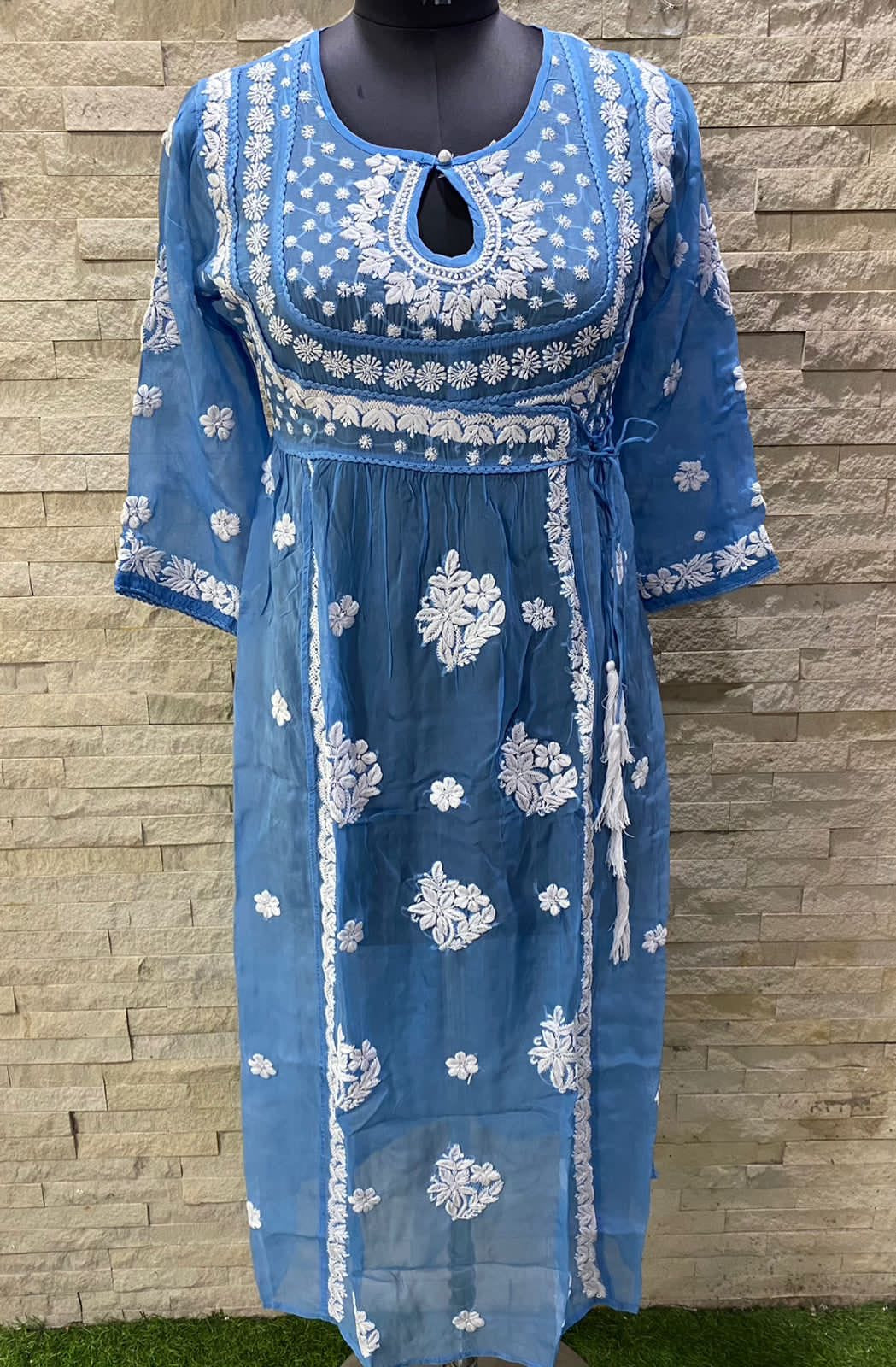 Zara Organza Chikankari Gown