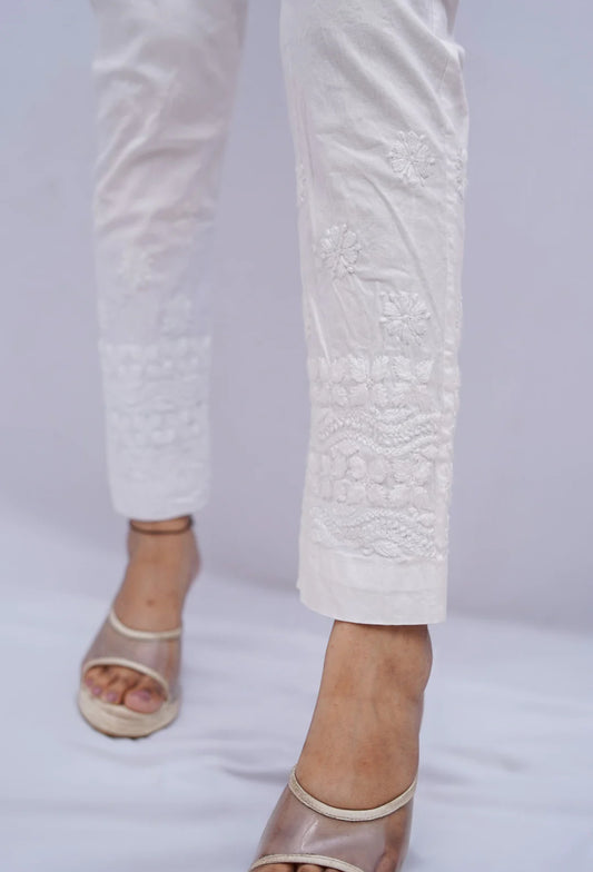 Cigarette Chikankari Pants