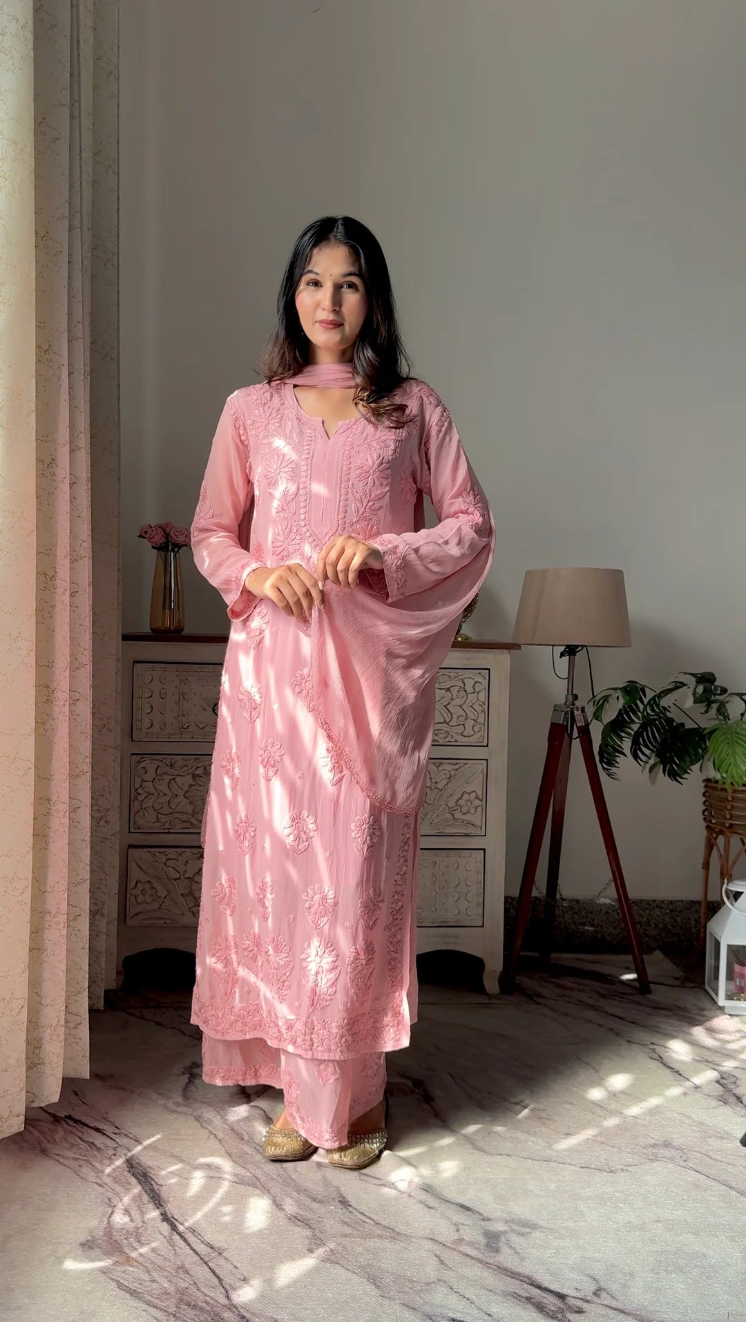 Pastel Pink Viscose Georgette Suit