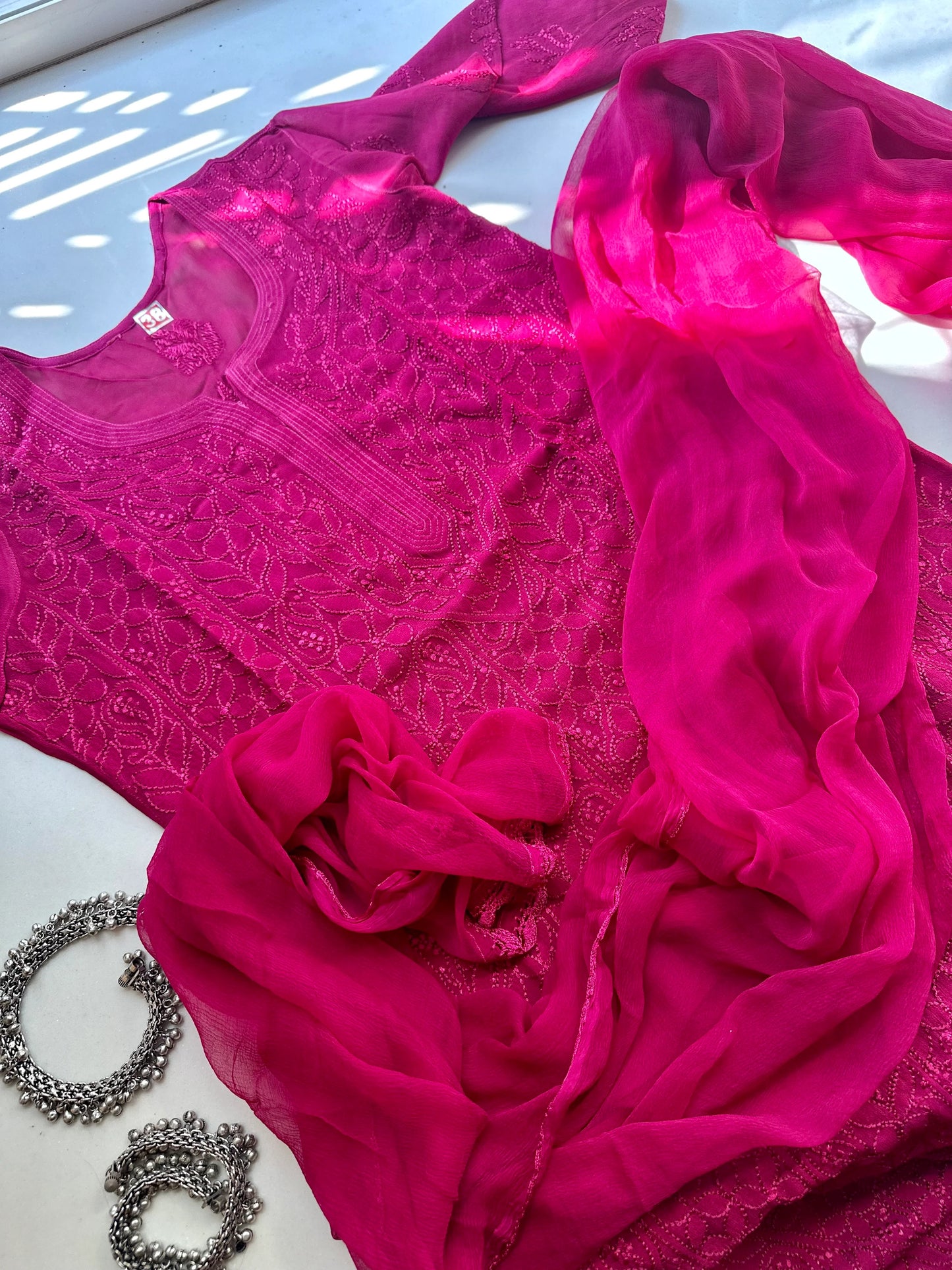 Rose Jaal Work Chikankari Kurta/ Coord/ Full Suit