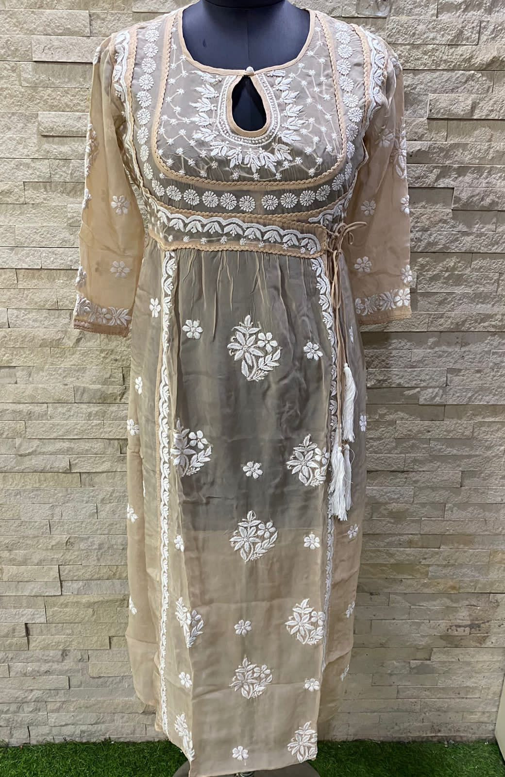 Zara Organza Chikankari Gown