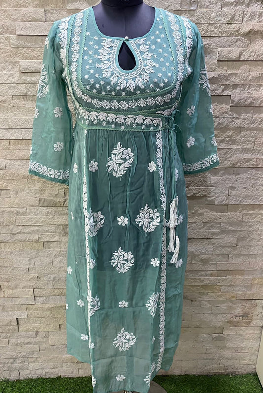 Zara Organza Chikankari Gown