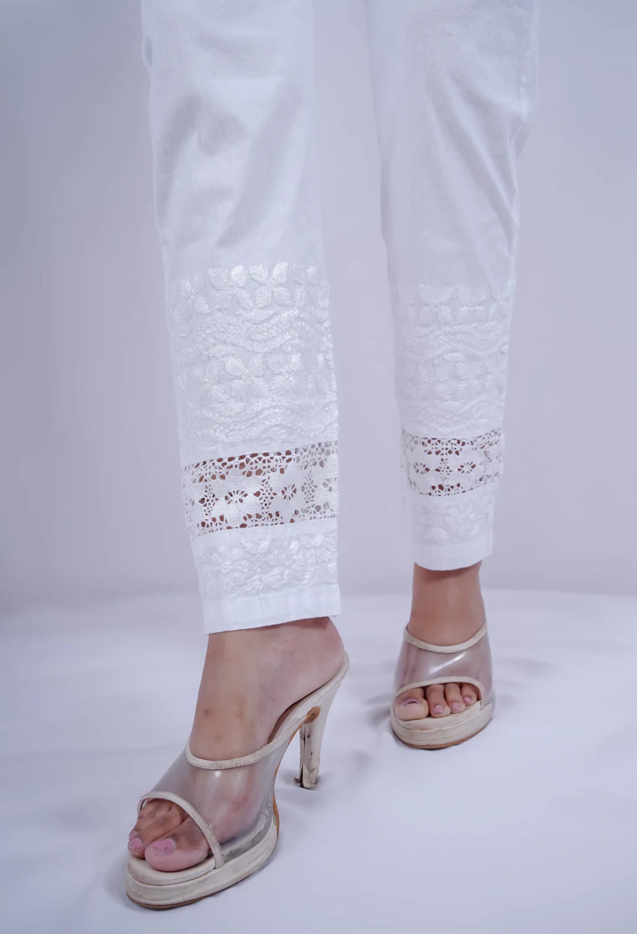 Lace Chikankari Pants