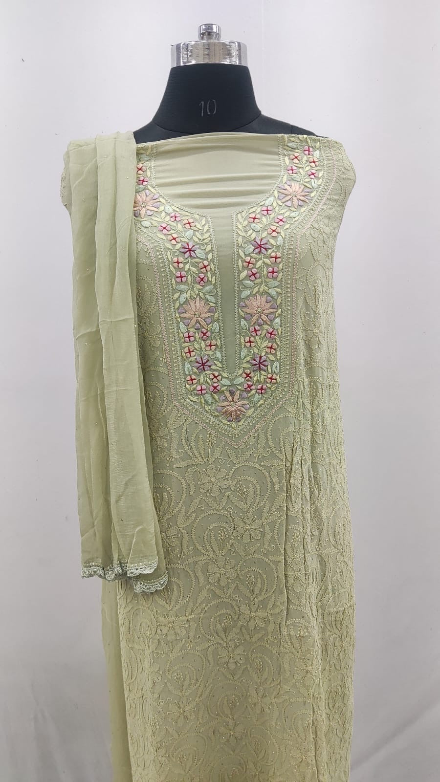 Unstitched Chikankari Kurta with Dupatta