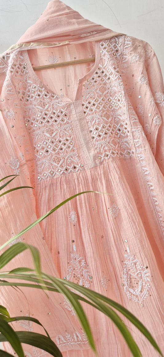 Noor Chikankari Mukaish Gown Set