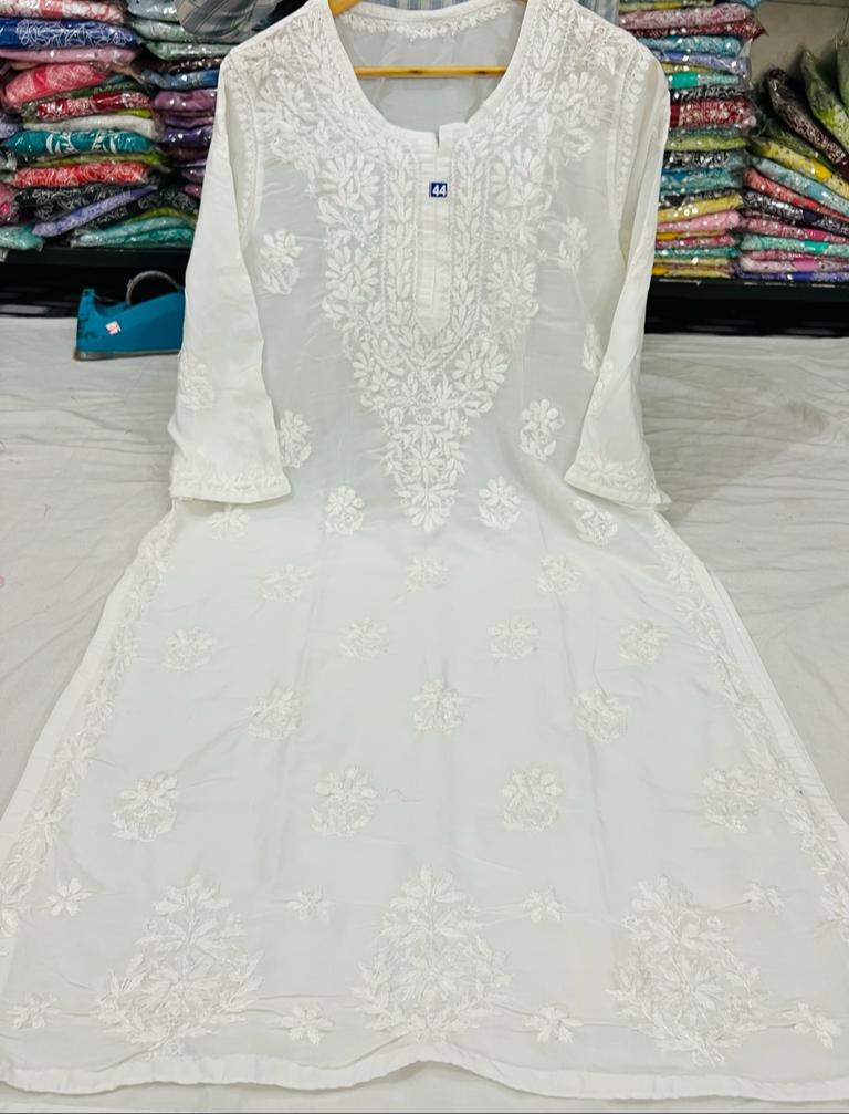 Long Chikankari Kurta