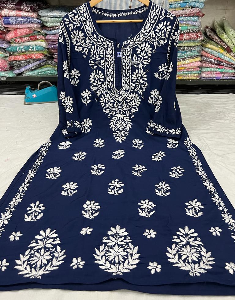 Long Chikankari Kurta