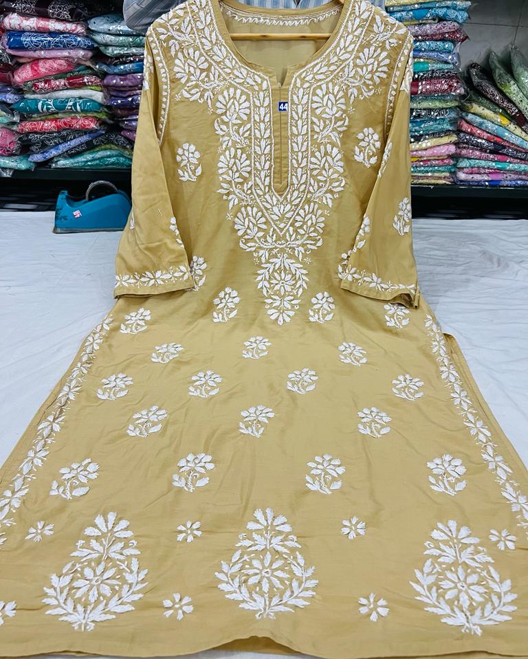 Long Chikankari Kurta