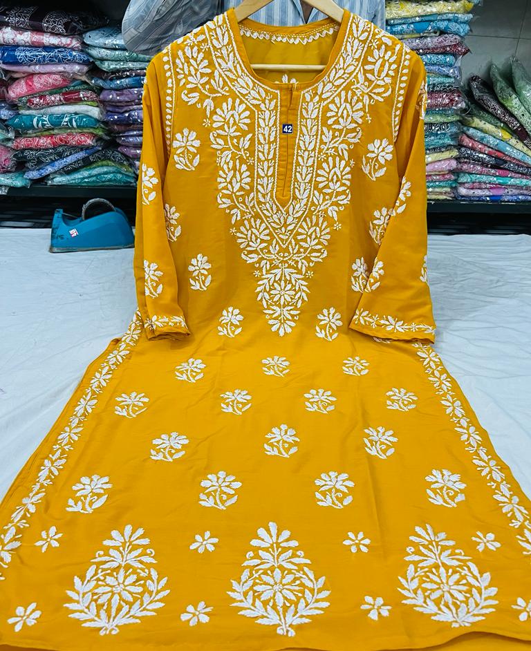 Long Chikankari Kurta