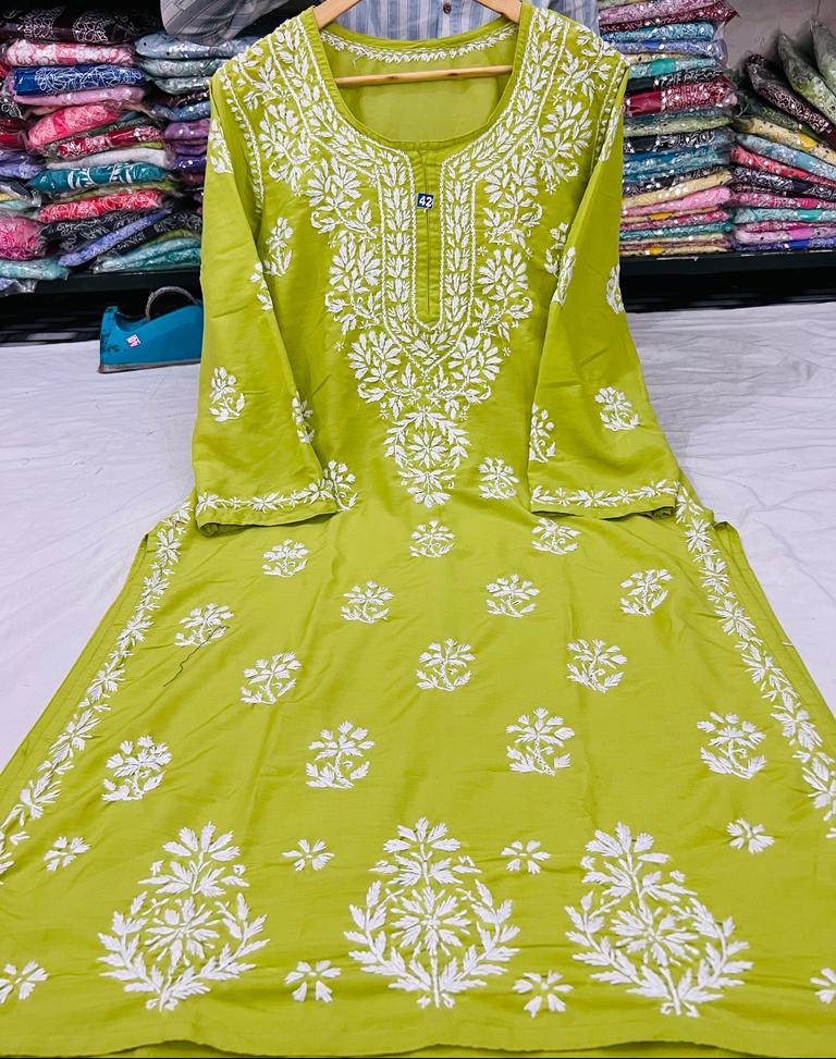 Long Chikankari Kurta