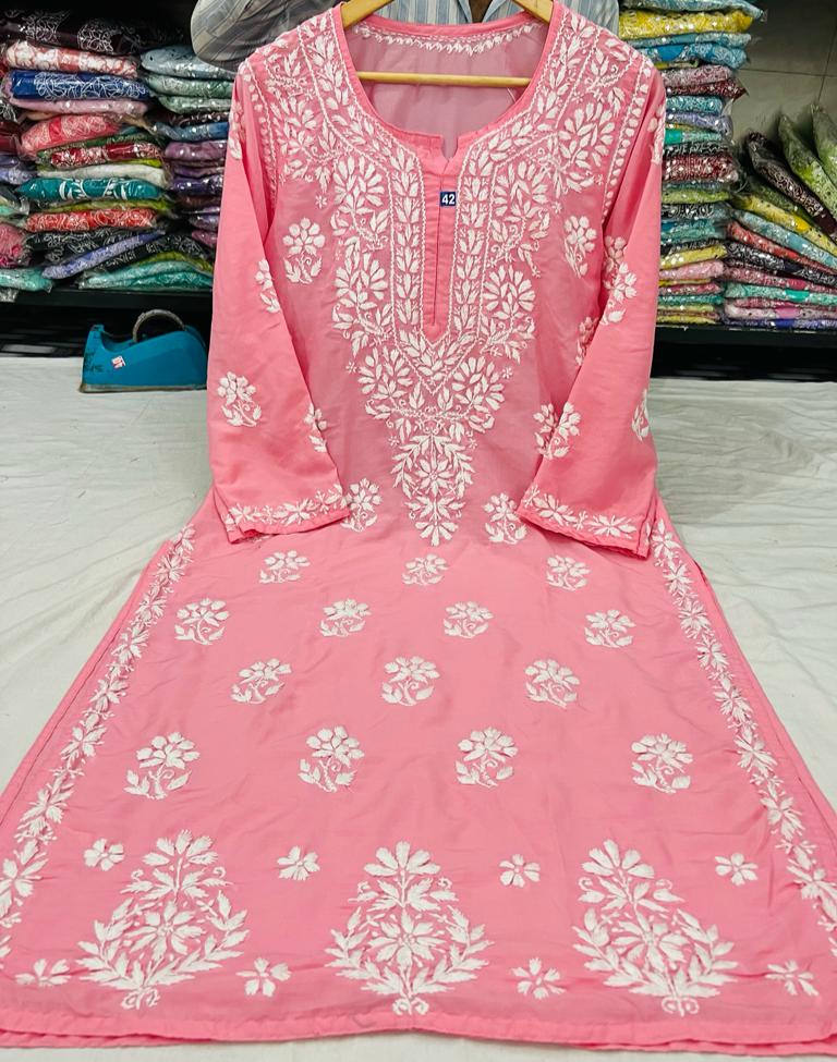 Long Chikankari Kurta