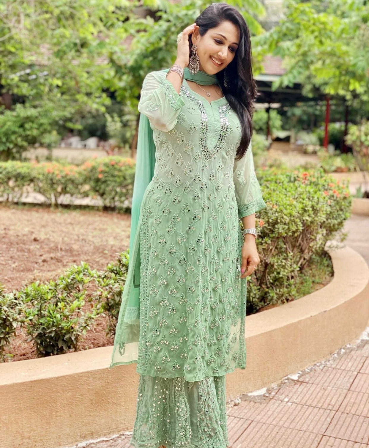 Chikankari Mirror Ombre Suit