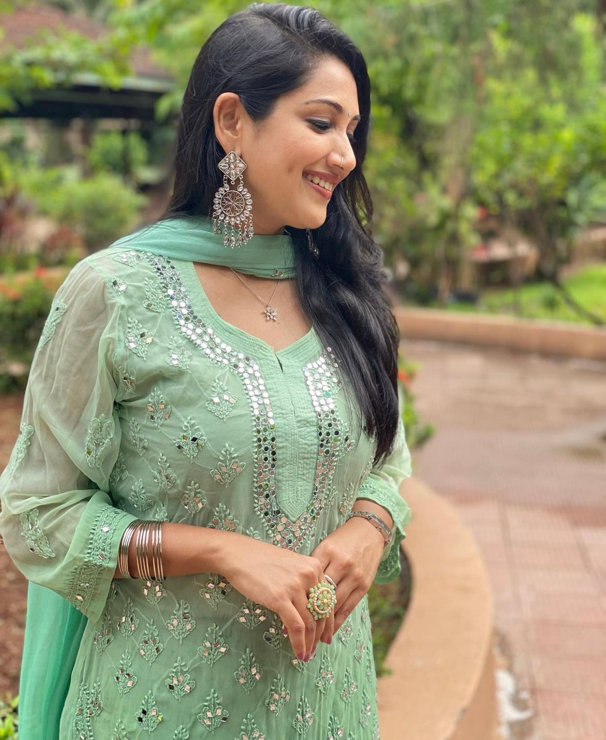 Chikankari Mirror Ombre Suit