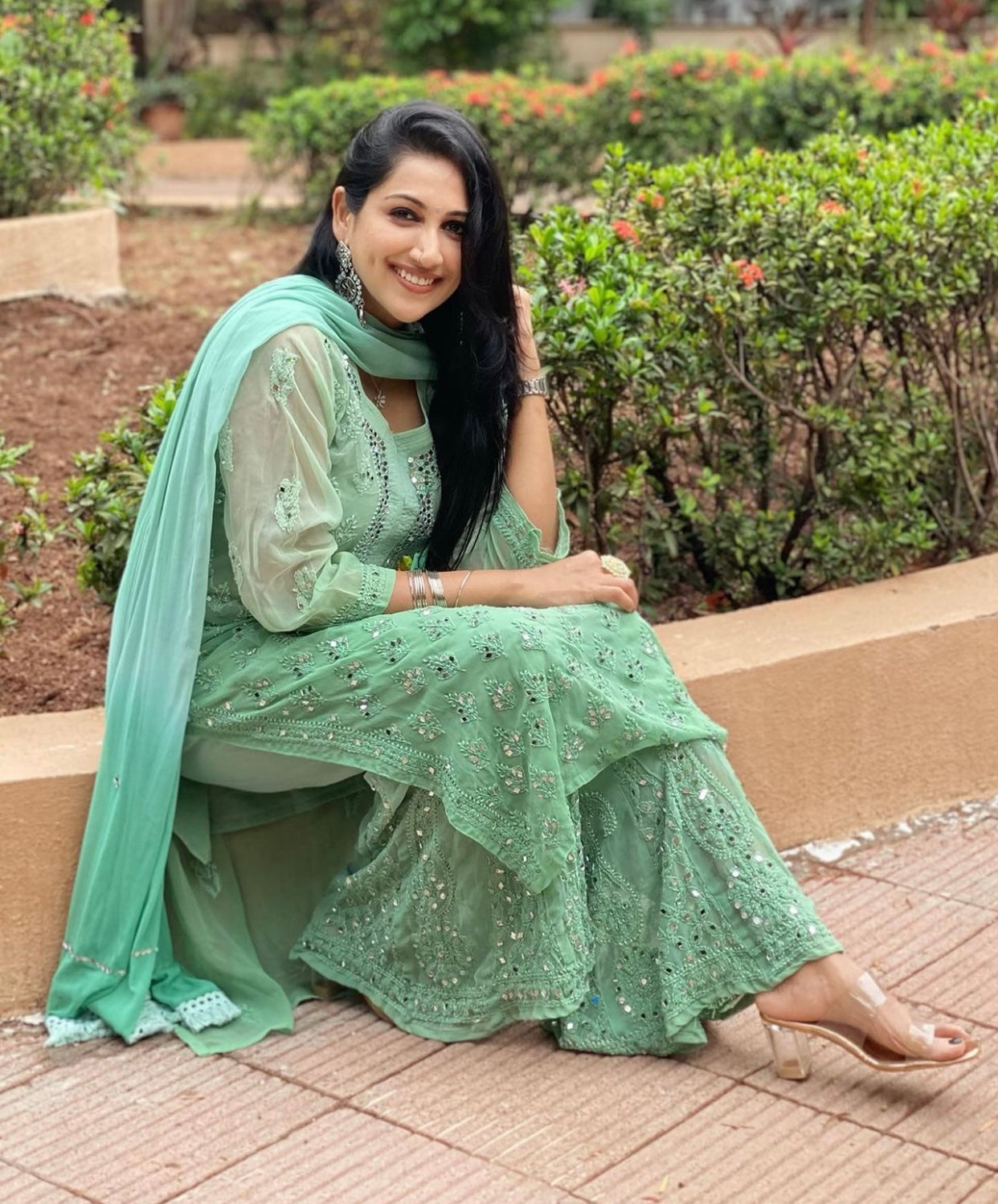 Chikankari Mirror Ombre Suit