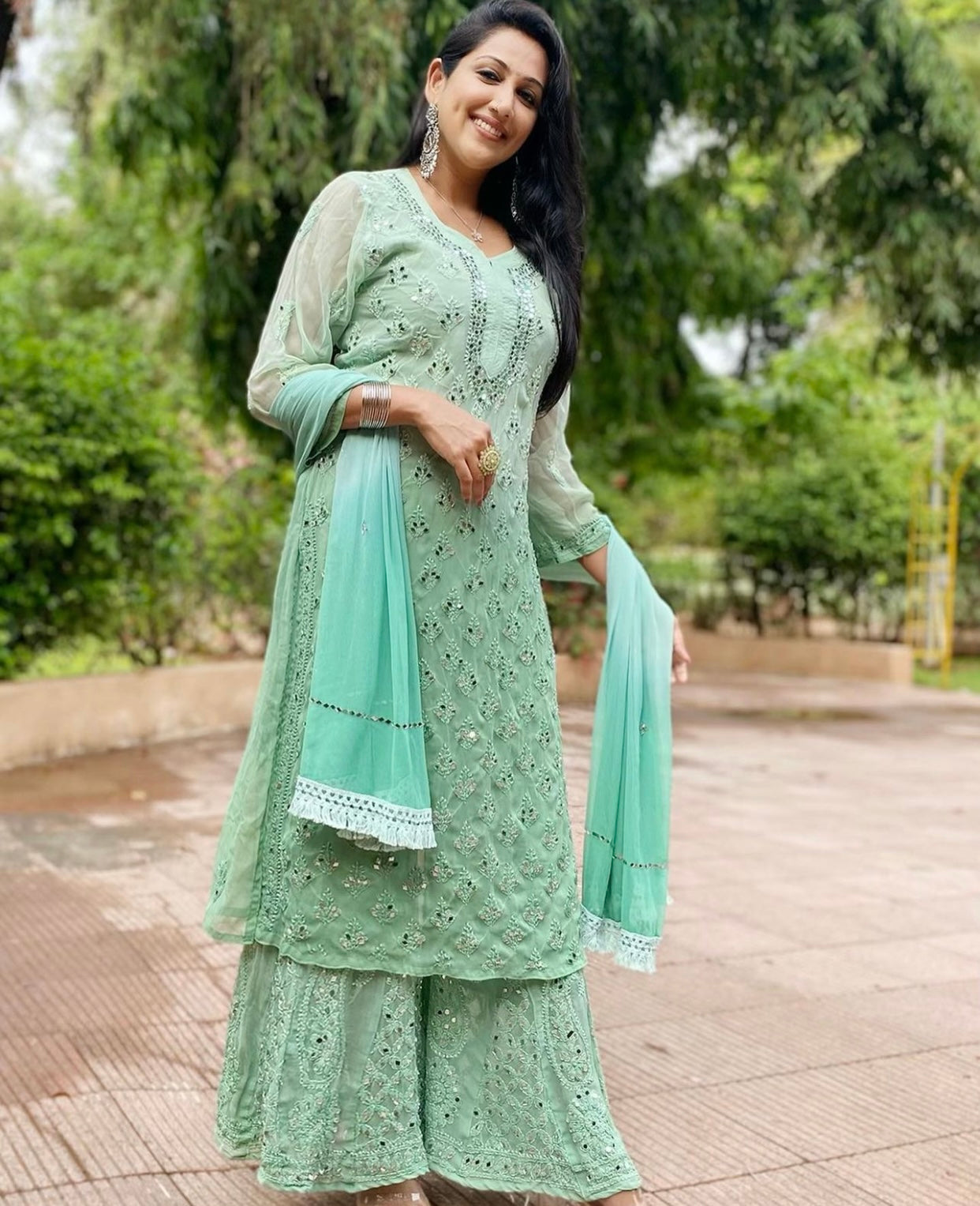 Chikankari Mirror Ombre Suit